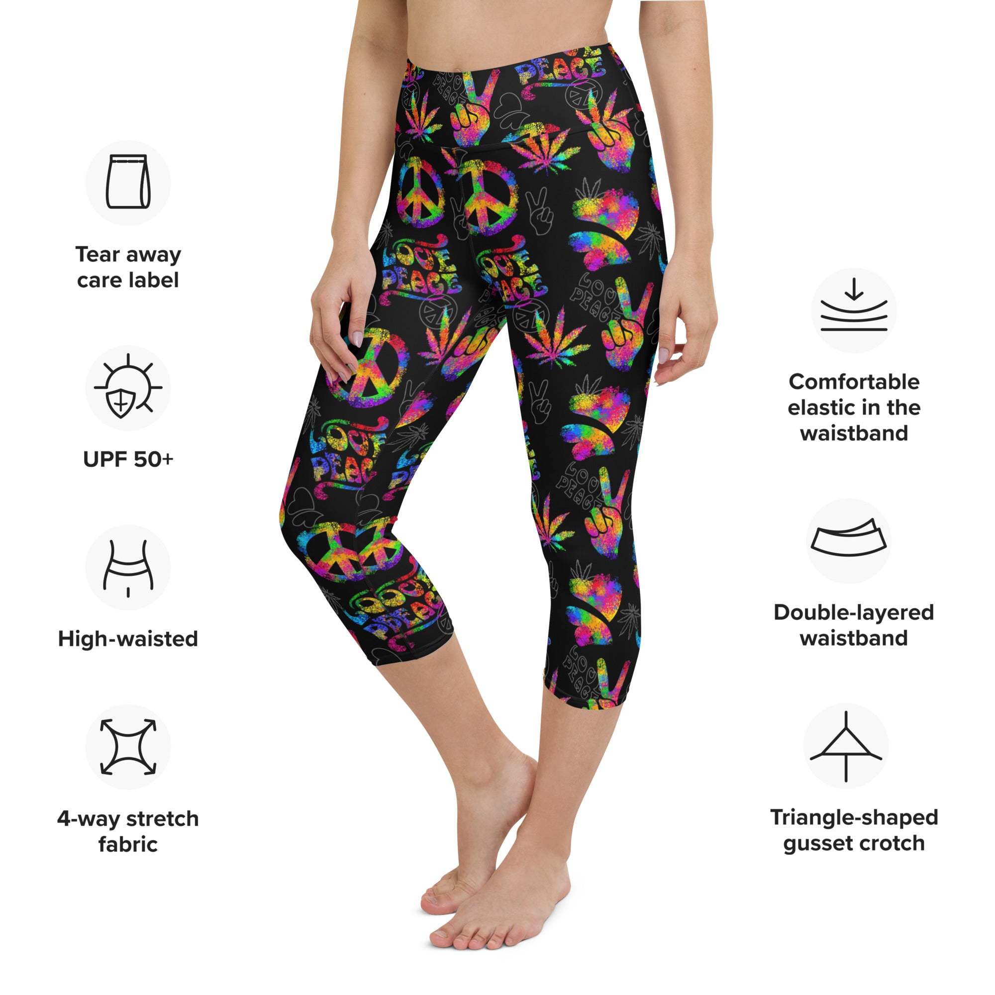 Neon Love & Peace Capris